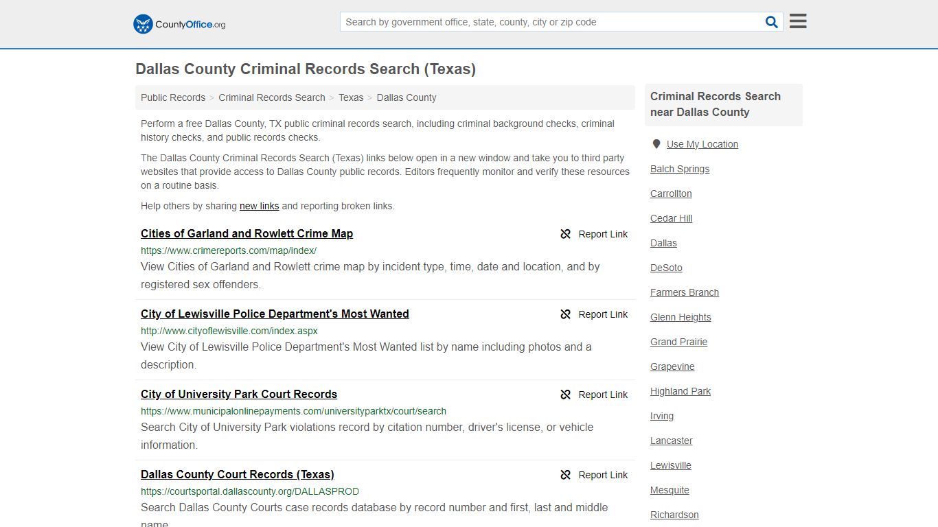Dallas County Criminal Records Search (Texas) - County Office